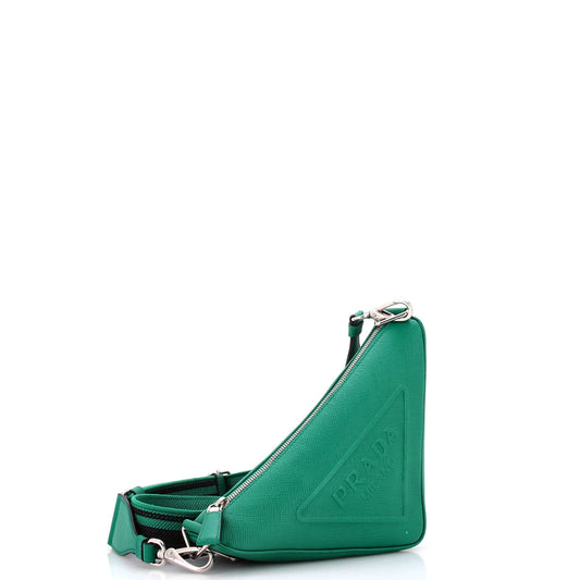 Prada Triangle Logo Zip Crossbody Bag Saffiano Leather Small