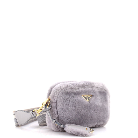 Prada Flou Camera Crossbody Bag Shearling Small