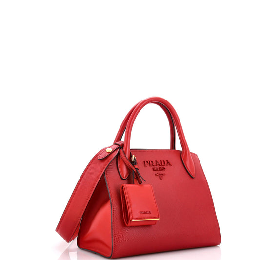 Prada Monochrome Tote Saffiano with City Calf Small