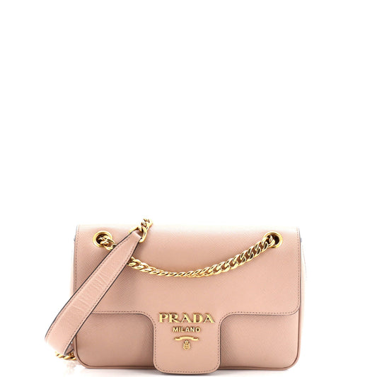 Prada Pattina Flap Shoulder Bag Saffiano Leather Small