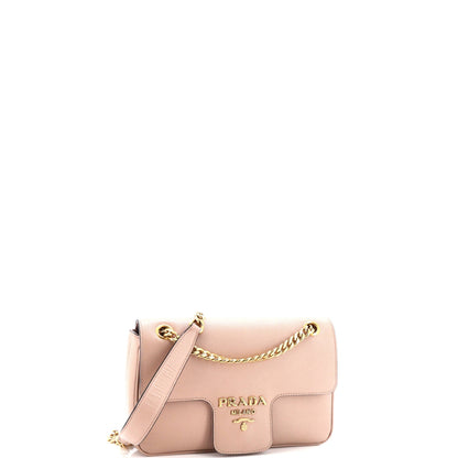 Prada Pattina Flap Shoulder Bag Saffiano Leather Small