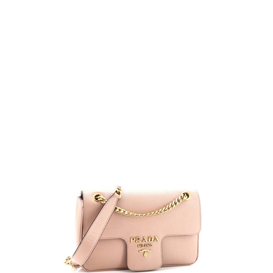 Prada Pattina Flap Shoulder Bag Saffiano Leather Small