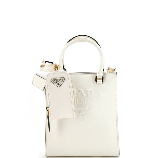 Prada Lux Embossed Logo Tote Saffiano Leather Small