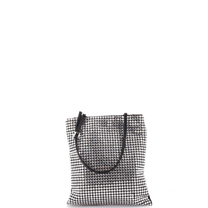 Prada Convertible Open Tote Crystal Embellished Satin Mini