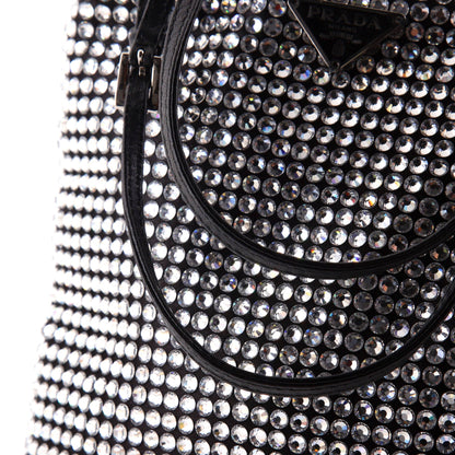 Prada Convertible Open Tote Crystal Embellished Satin Mini