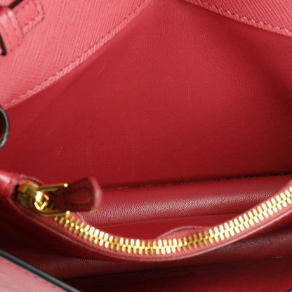 Prada Flip Lock Wallet on Chain Clutch Saffiano Leather Small