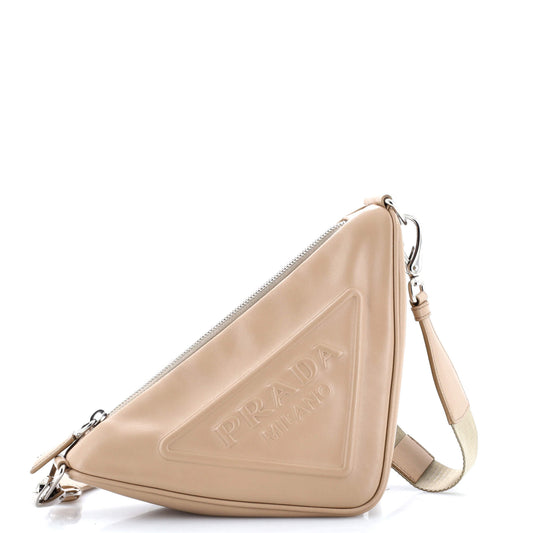 Prada Triangle Logo Zip Crossbody Bag Leather Small