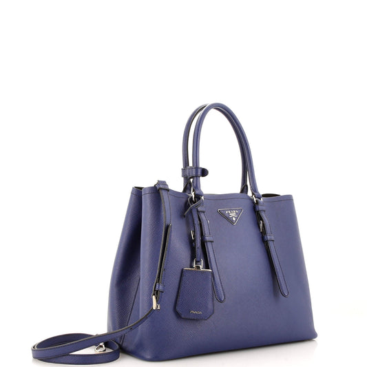 Prada Belted Strap Cuir Double Tote Saffiano Leather Medium
