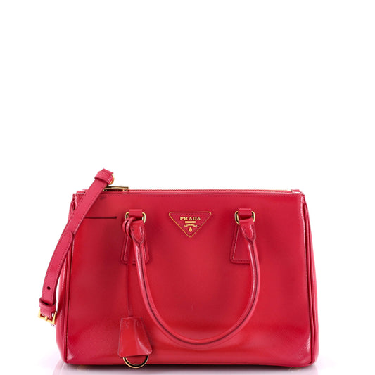 Prada Double Zip Lux Tote Vernice Saffiano Leather Mini