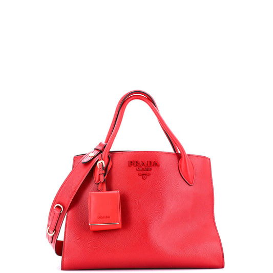 Prada Monochrome Tote Saffiano with City Calf Medium