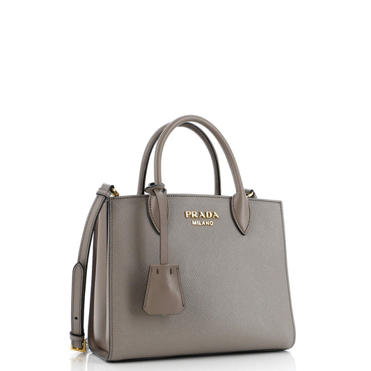 Prada Bibliotheque Tote Saffiano with City Calf Small