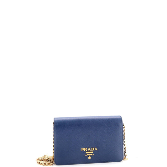 Prada Chain Wallet Crossbody Saffiano Leather