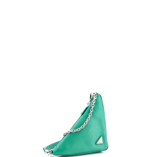 Prada Triangle Logo Zip Crossbody Bag Embossed Grace Lux Small