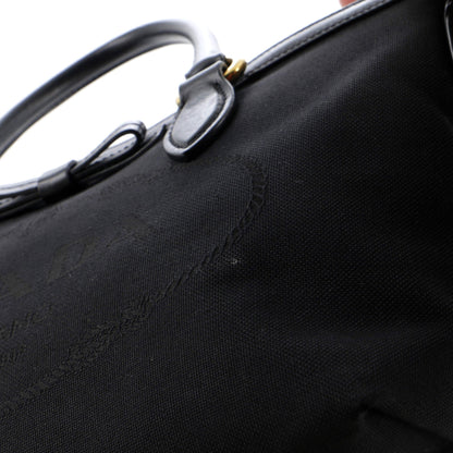 Prada Logo Convertible Zip Tote Canvas with Leather Small