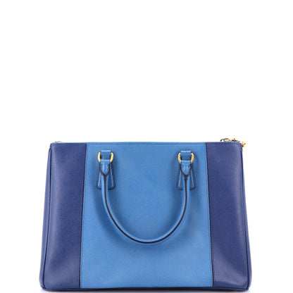 Prada Bicolor Double Zip Lux Tote Saffiano Leather Medium