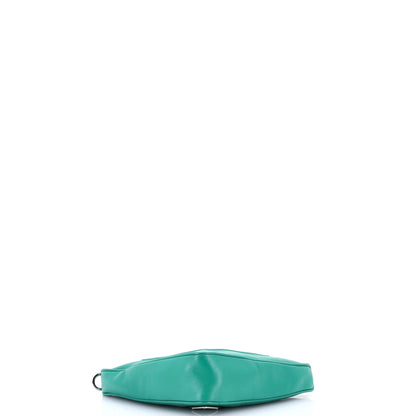 Prada Triangle Logo Zip Chain Crossbody Bag Embossed Leather Small