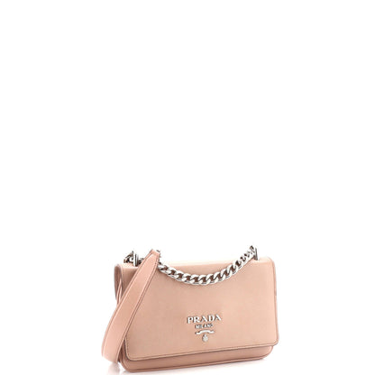 Prada Chain Flap Crossbody Bag Saffiano and Soft Calf Small