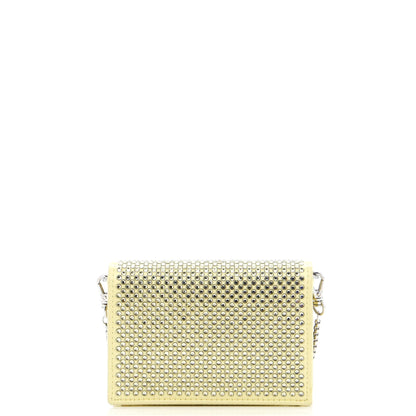 Prada Flap Card Holder with Chain Satin with Crystals