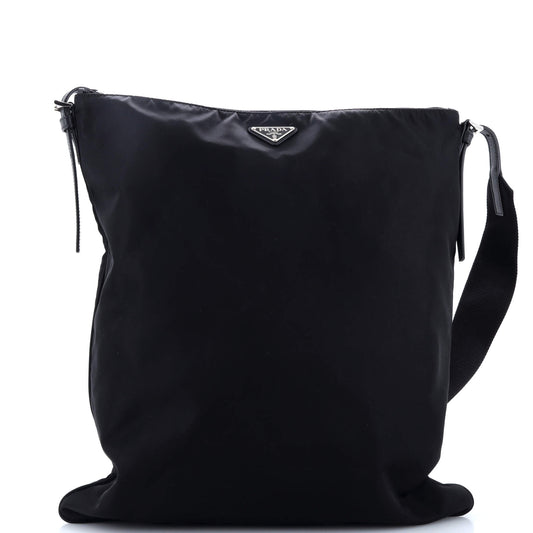 Prada Triangle Logo Plaque Flat Messenger Tessuto Medium