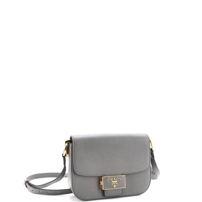 Prada Embleme Flap Bag Saffiano Leather Small