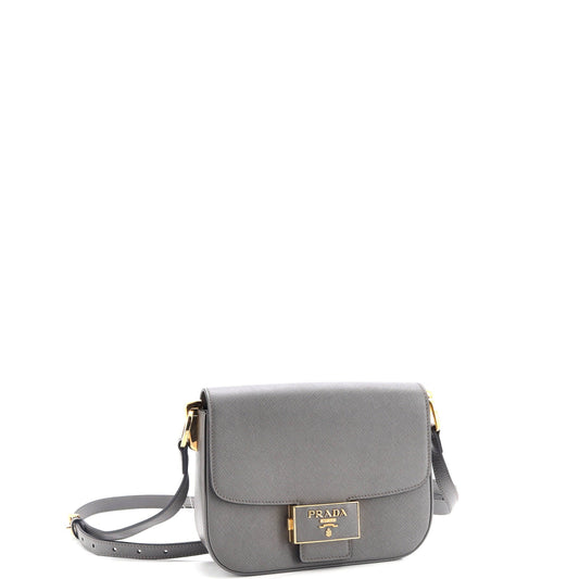Prada Embleme Flap Bag Saffiano Leather Small