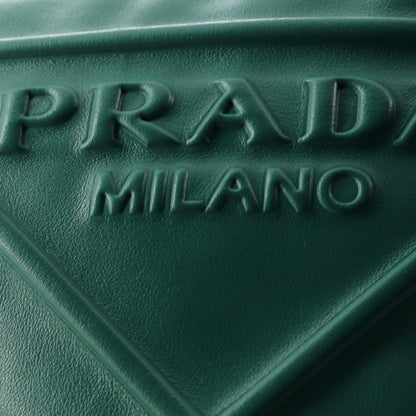 Prada Triangle Logo Zip Chain Crossbody Bag Embossed Leather Small