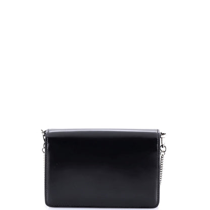 Prada Maxi Triangle Logo Chain Flap Bag Brushed Leather Small