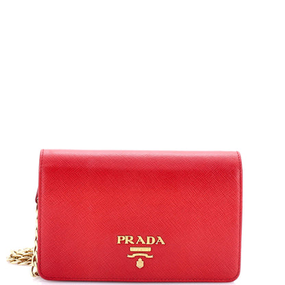 Prada Chain Wallet Crossbody Saffiano Leather