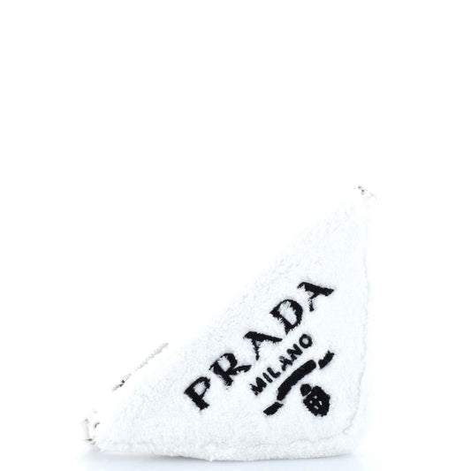 Prada Triangle Logo Zip Crossbody Bag Terry Cloth Small