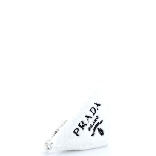 Prada Triangle Logo Zip Crossbody Bag Terry Cloth Small