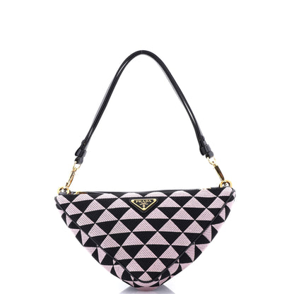 Prada Double Symbole Triangle Bag Leather and Jacquard Mini