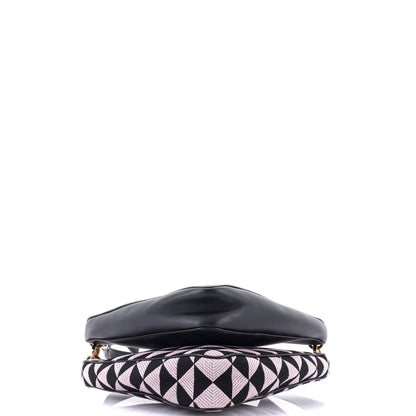 Prada Double Symbole Triangle Bag Leather and Jacquard Mini
