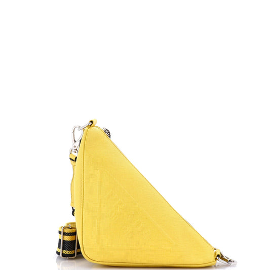 Prada Triangle Logo Zip Crossbody Bag Saffiano Leather Small
