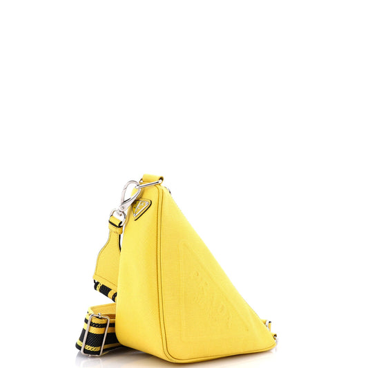 Prada Triangle Logo Zip Crossbody Bag Saffiano Leather Small