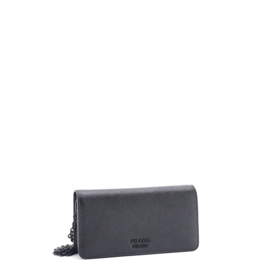 Prada Chain Wallet Crossbody Saffiano Leather