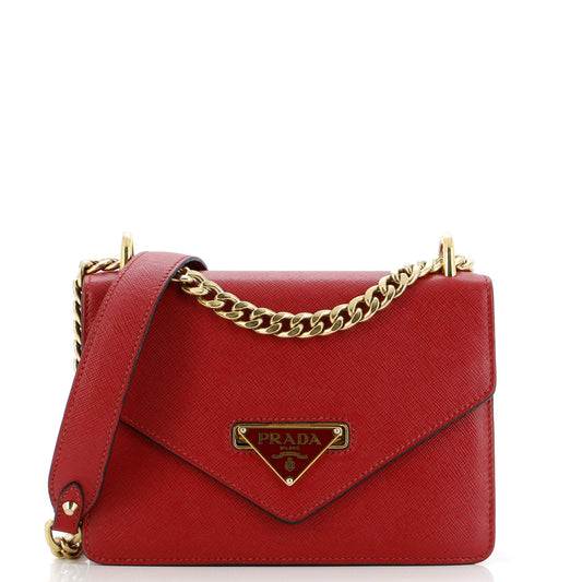 Prada Flip Lock Chain Shoulder Bag Saffiano Leather Small