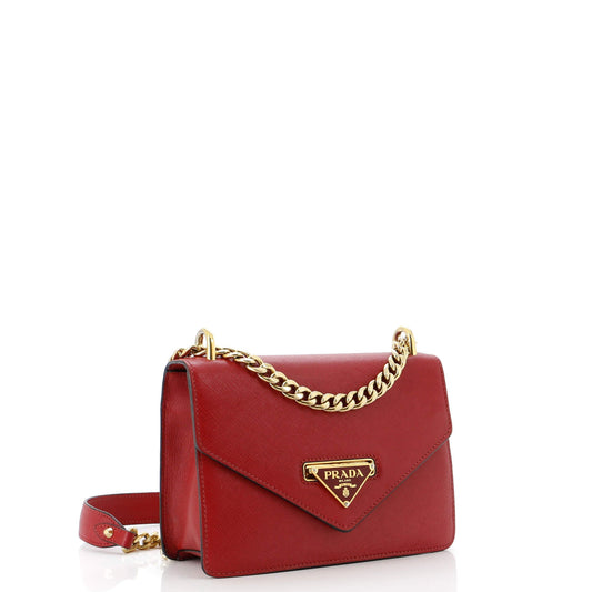 Prada Flip Lock Chain Shoulder Bag Saffiano Leather Small