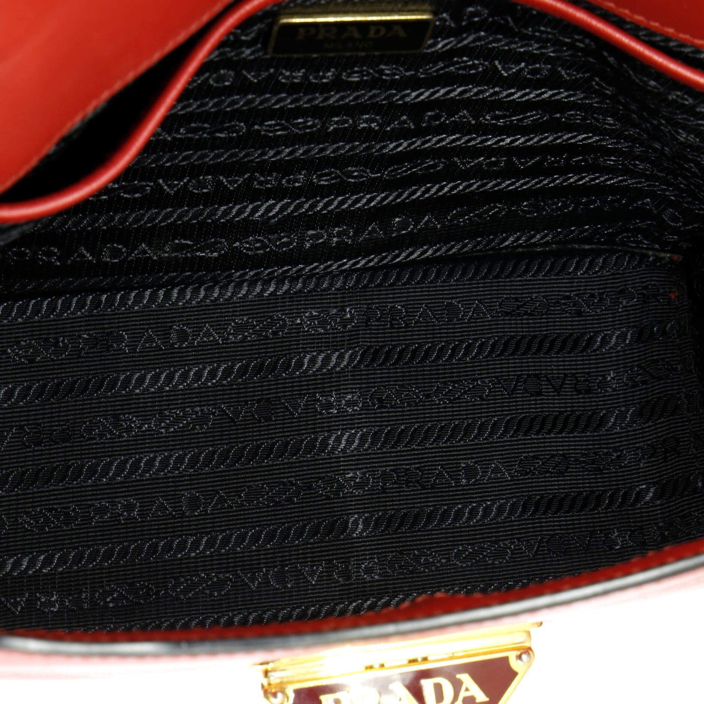 Prada Flip Lock Chain Shoulder Bag Saffiano Leather Small