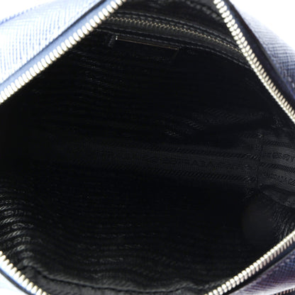 Prada Triangle Logo Messenger Bag Embossed Saffiano Leather Small