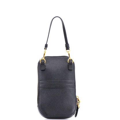 Prada Zip Phone Holder Crossbody Bag Saffiano Leather