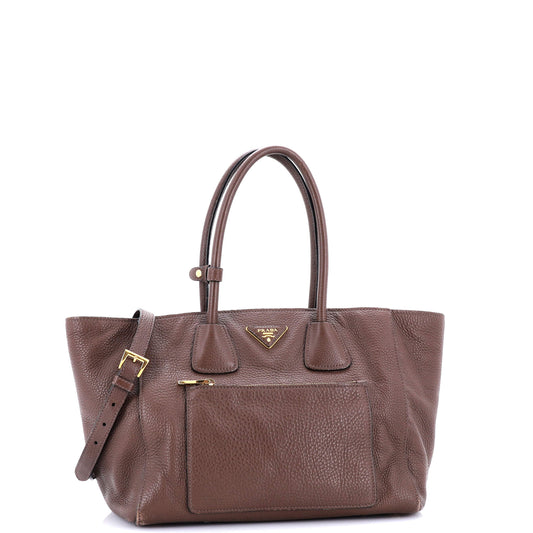 Prada Front Pocket Wing Convertible Tote Vitello Daino