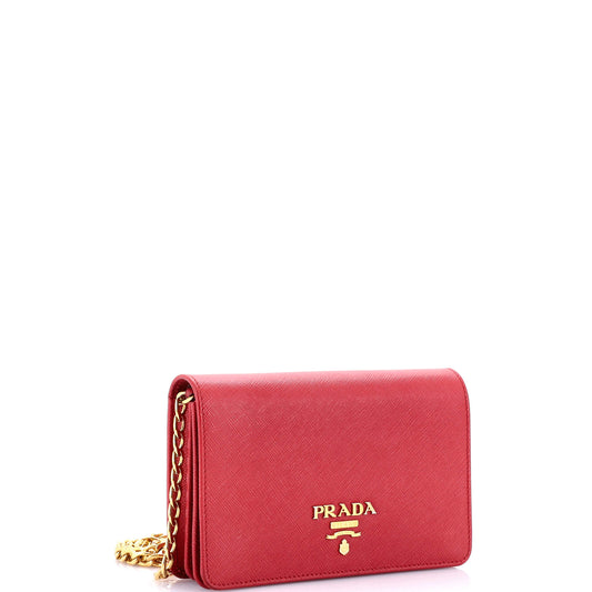 Prada Chain Wallet Crossbody Saffiano Leather