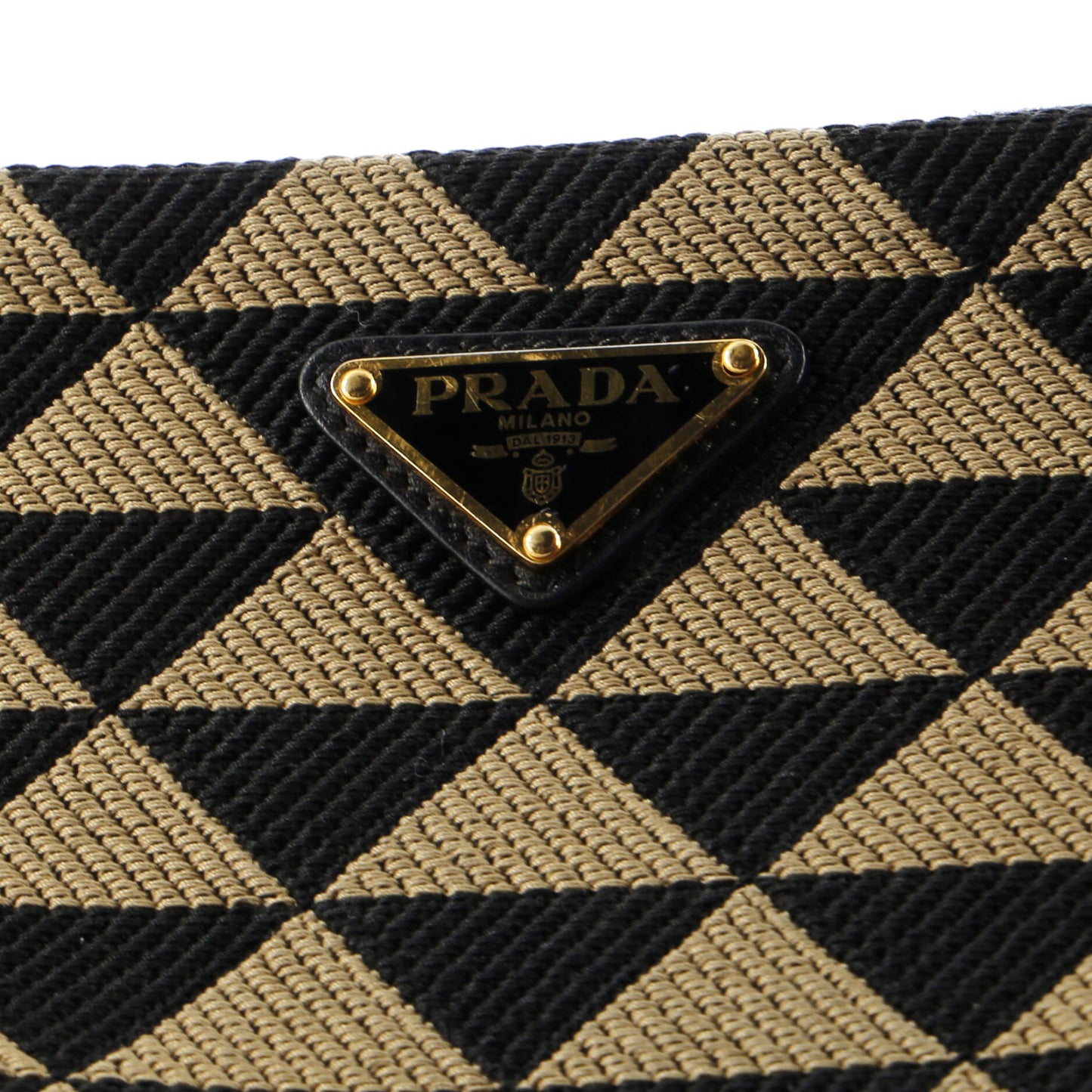 Prada Double Symbole Triangle Bag Leather and Jacquard Mini