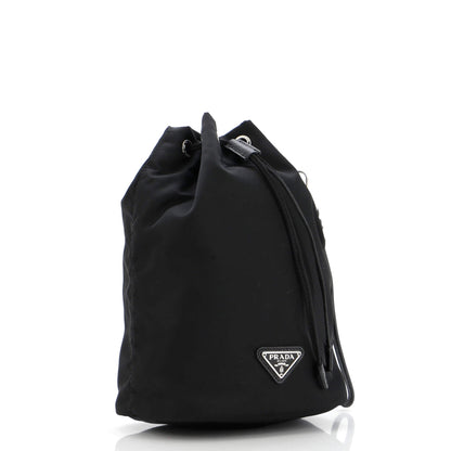 Prada Drawstring Wristlet Bucket Bag Tessuto Small