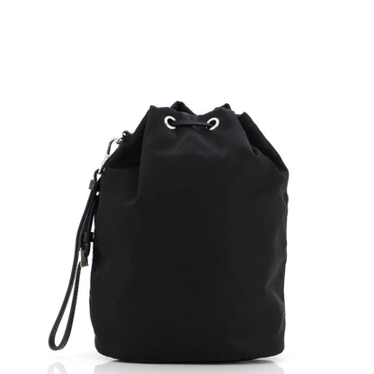 Prada Drawstring Wristlet Bucket Bag Tessuto Small