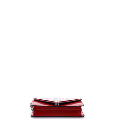 Prada Maxi Triangle Logo Chain Flap Bag Brushed Leather Small