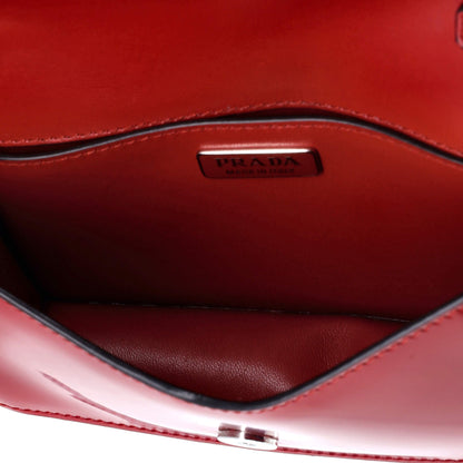 Prada Maxi Triangle Logo Chain Flap Bag Brushed Leather Small