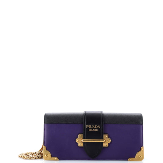 Prada Cahier Chain Clutch City Calf and Saffiano