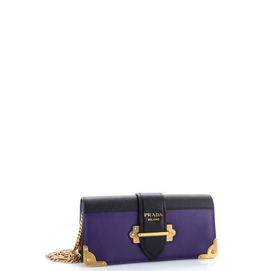 Prada Cahier Chain Clutch City Calf and Saffiano