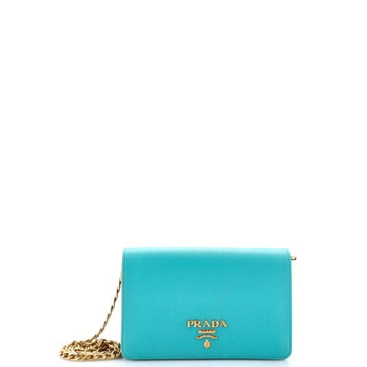 Prada Chain Wallet Crossbody Saffiano Leather